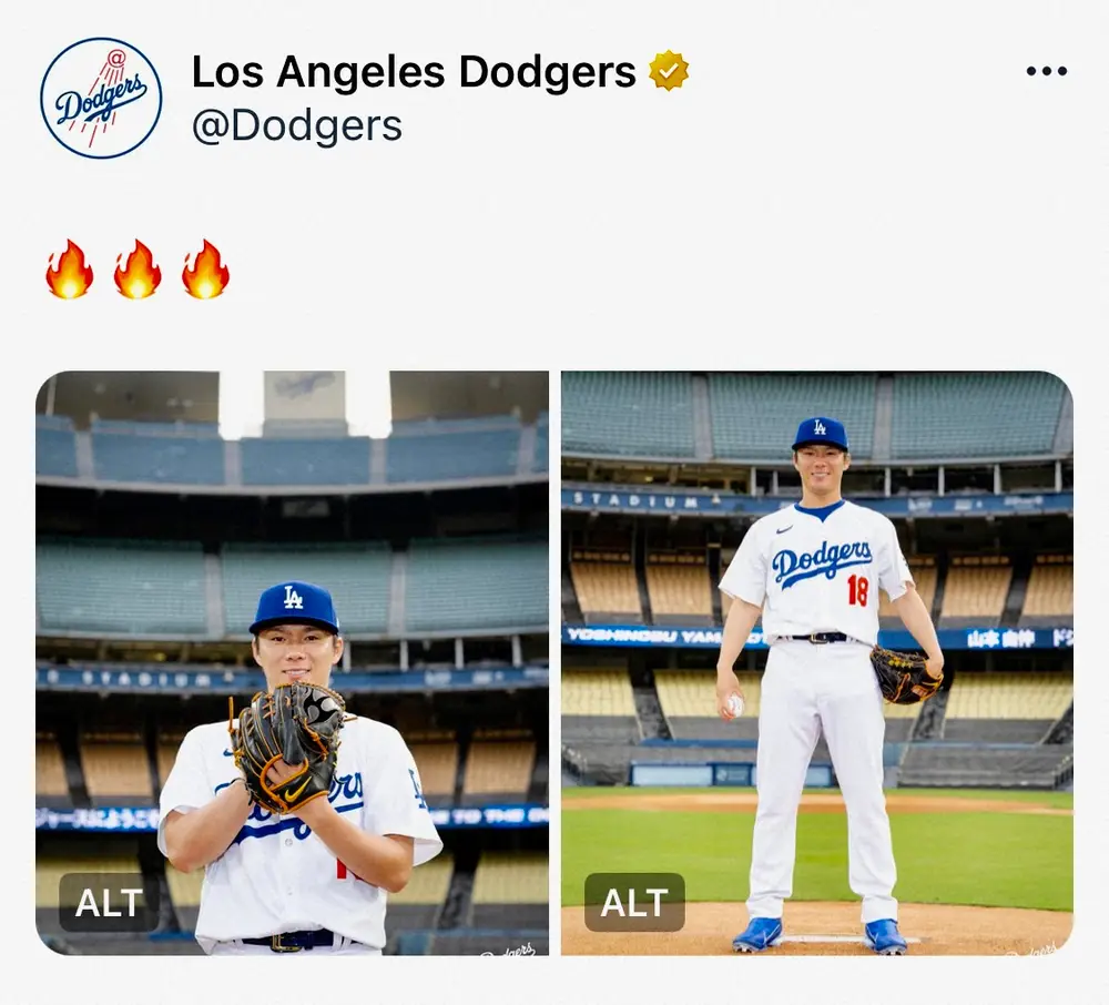 【画像・写真】「日本球界最強エース、LA上陸」ドジャースがユニ姿でマウンドに立つ山本由伸を公開「似合っている」