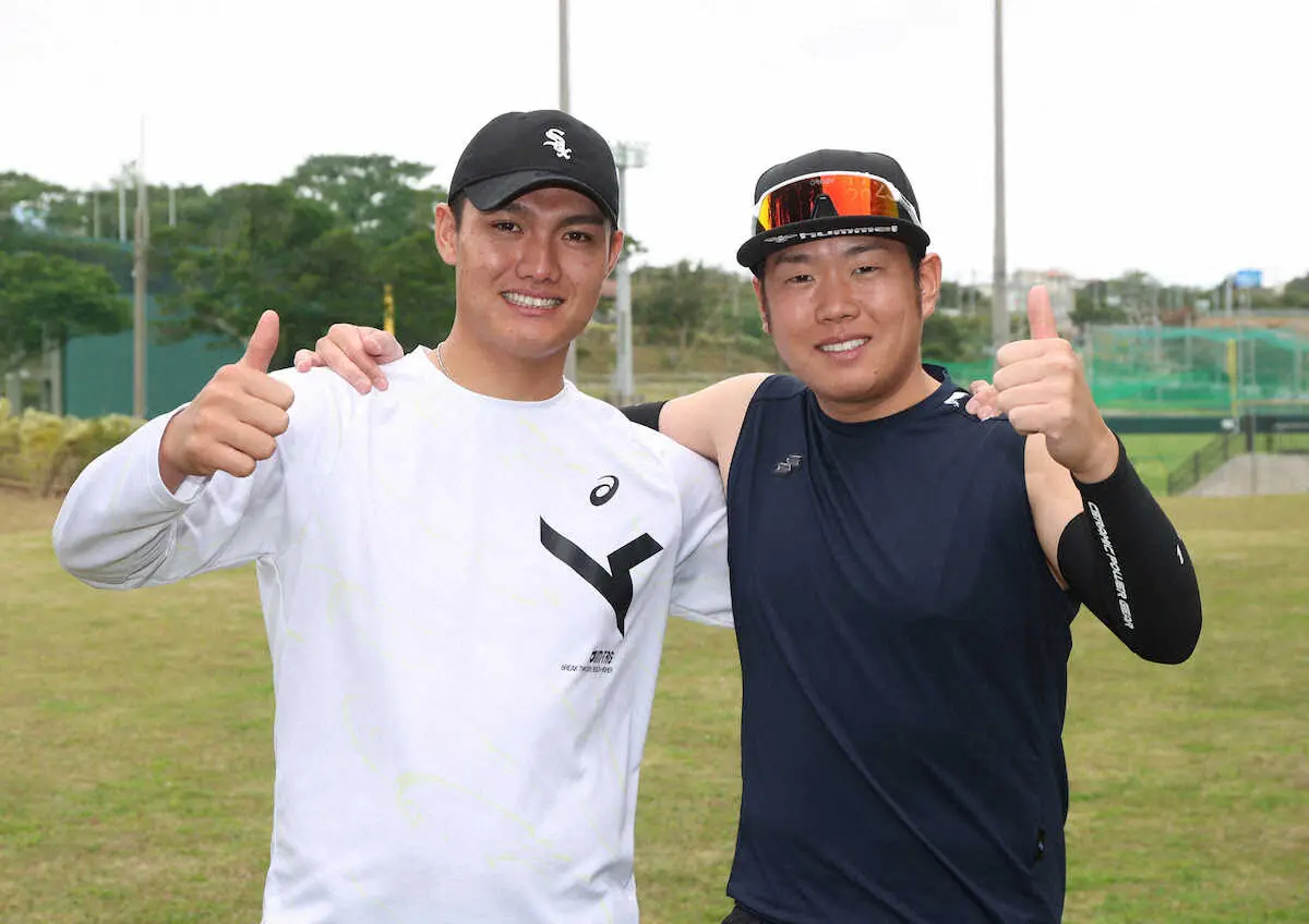 【画像・写真】阪神・西勇と西純が宜野座で自主トレ公開　西勇「キャリアハイ」、西純「2桁勝利」を高らか宣言