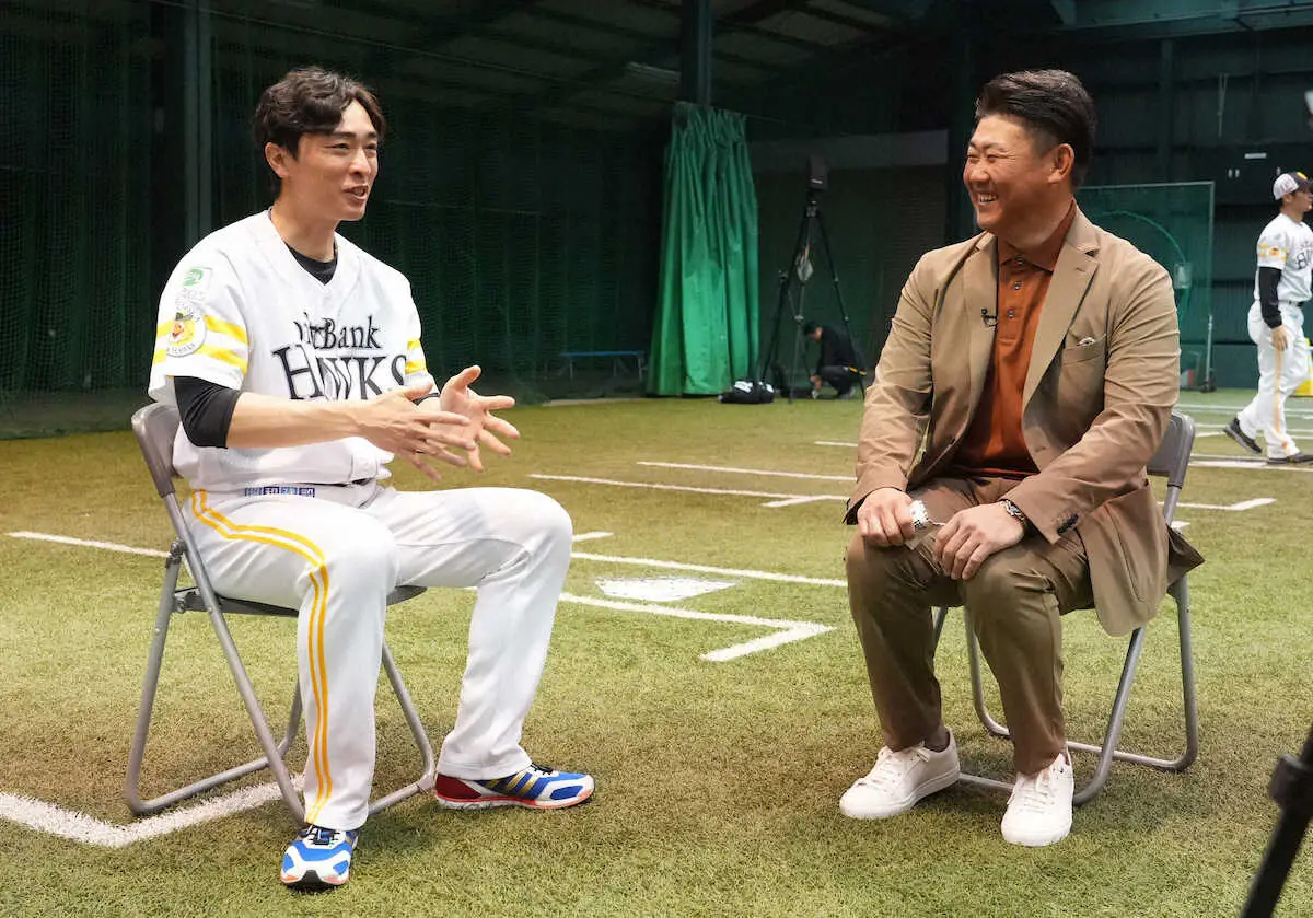 【画像・写真】TVの企画で対談する和田（左）と松坂氏（撮影・岡田　丈靖）