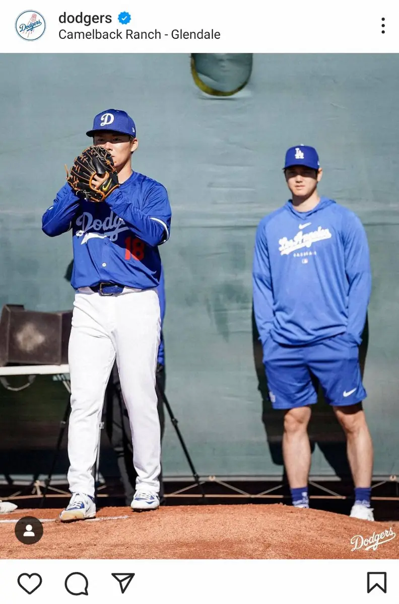 【画像・写真】ドジャース　大谷と由伸の初ツーショットにファン歓喜「弟を見ている感じ」「しびれるツーショット」