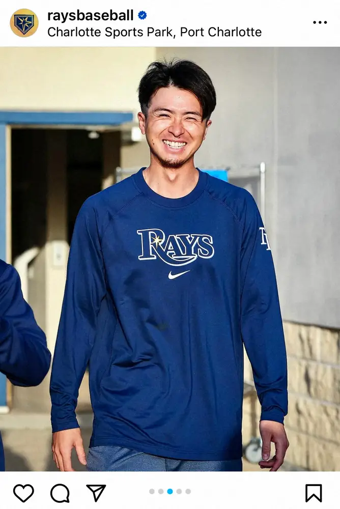 【画像・写真】レイズとマイナー契約の上沢直之　球団Tシャツ姿に「似合ってる」「上っち頑張って」エール続々