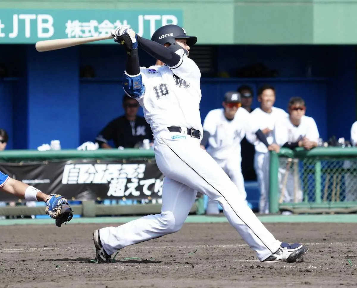【画像・写真】ロッテドラフト1位・上田が対外試合初安打初打点をマーク　第2打席で2点適時打、第3打席も2点打