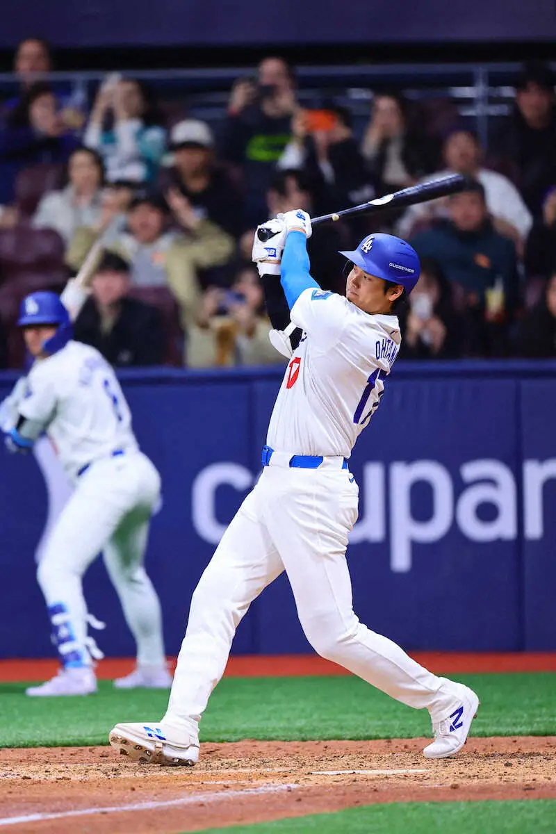 【画像・写真】大谷翔平　第3打席はニゴロ　韓国入り後は5打席連続凡退　観戦の真美子夫人は打球に反応する場面も