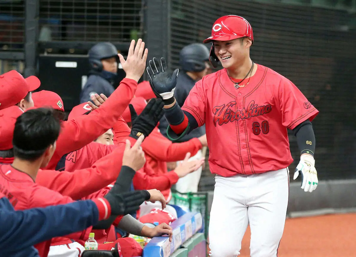 【画像・写真】広島・田村　OP戦キングタイ3号　新井監督驚いた「あの難しい球をファーストスイングで仕留めるとは」