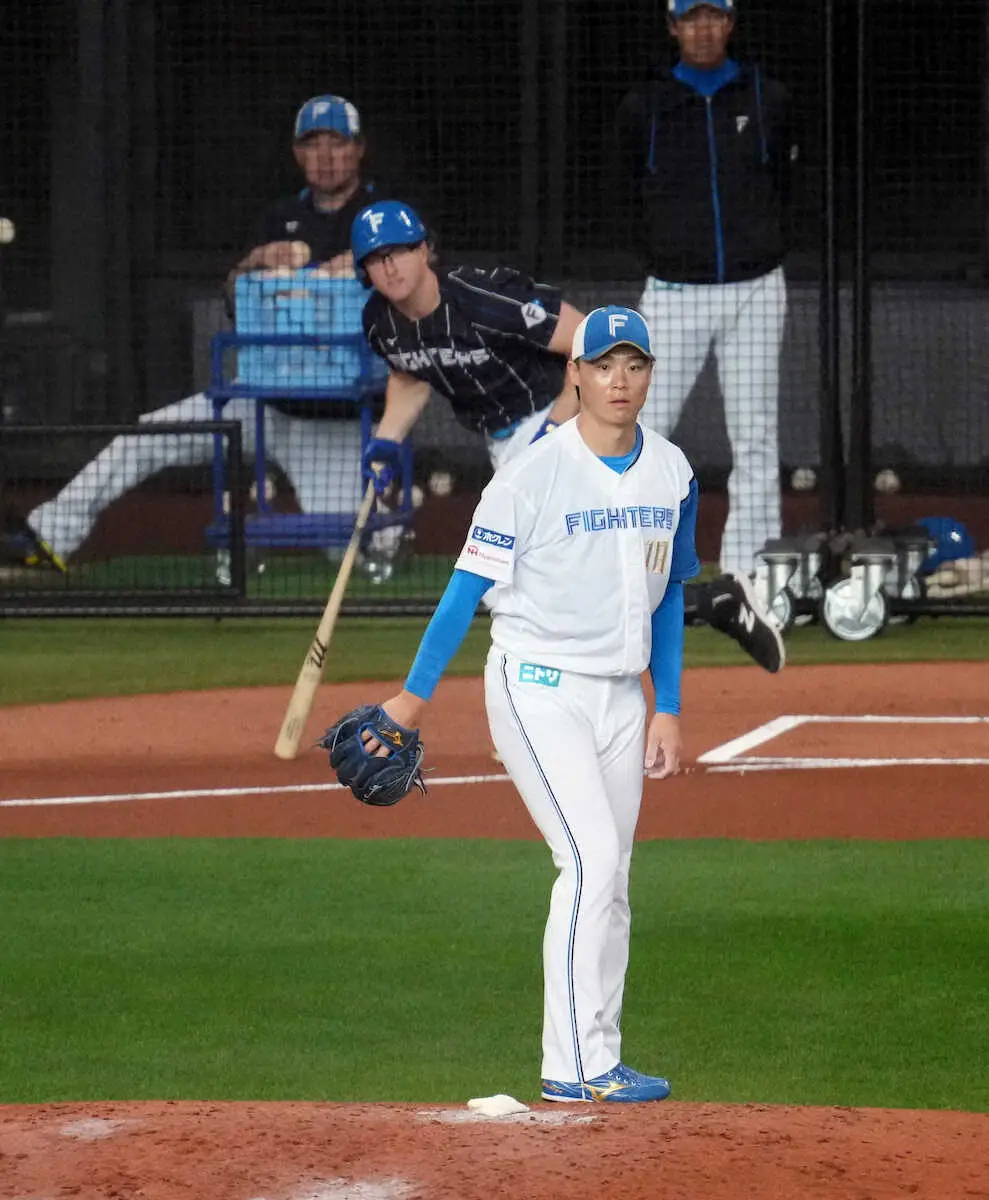 【画像・写真】日本ハム・山崎　ライブBP登板で安打性7本も「ある程度変化球も操れた」