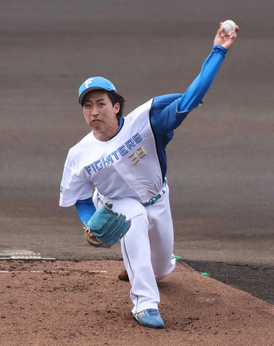 【画像・写真】日本ハム・ドラ1細野　プロ初登板で1回無失点　2軍オイシックス戦で先発