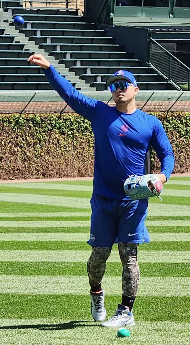 【画像・写真】カブス・誠也「リハビリでほぐしていく」　復帰へ軽めの練習「まだ張りはある」