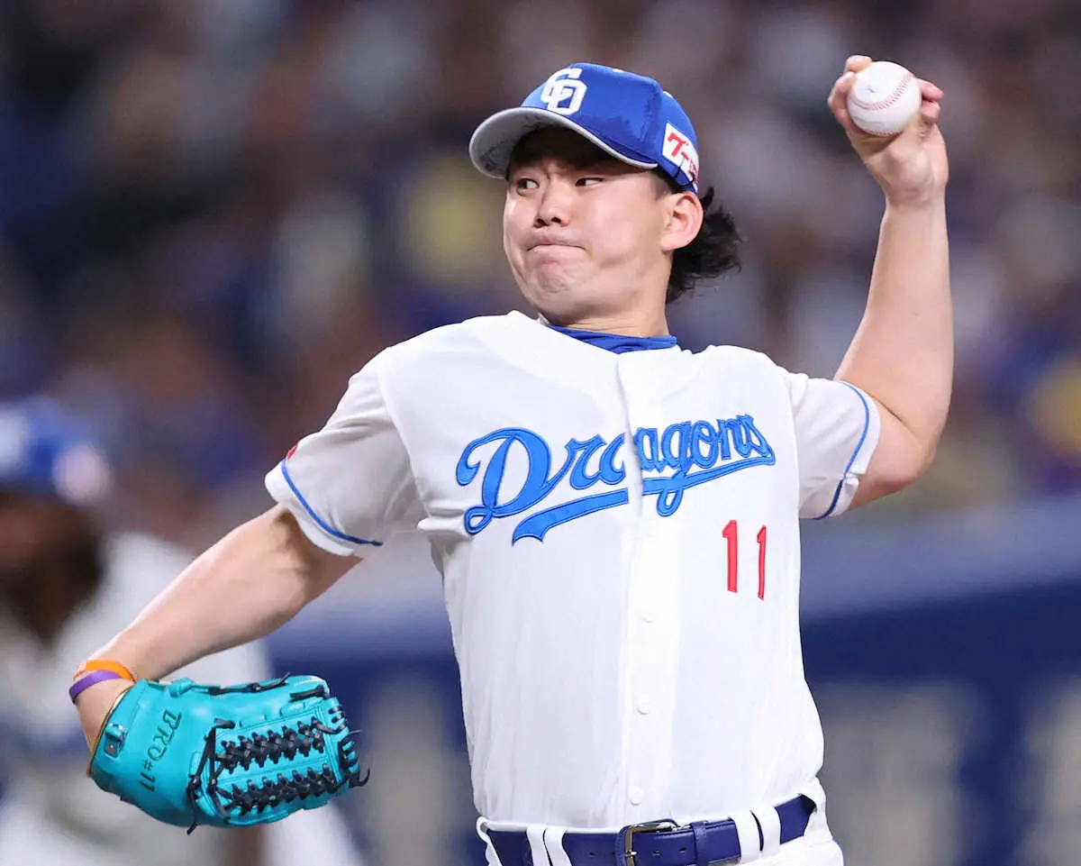 【画像・写真】中日・小笠原　初回左肘付近に打球直撃…6回まで続投も無援　立浪監督「切り替えてやっていく」