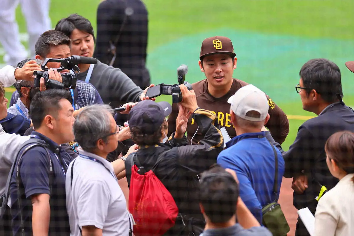 【画像・写真】パドレス・松井　10日に打球直撃「特に問題ない」　試合はブルペン待機も出番なし