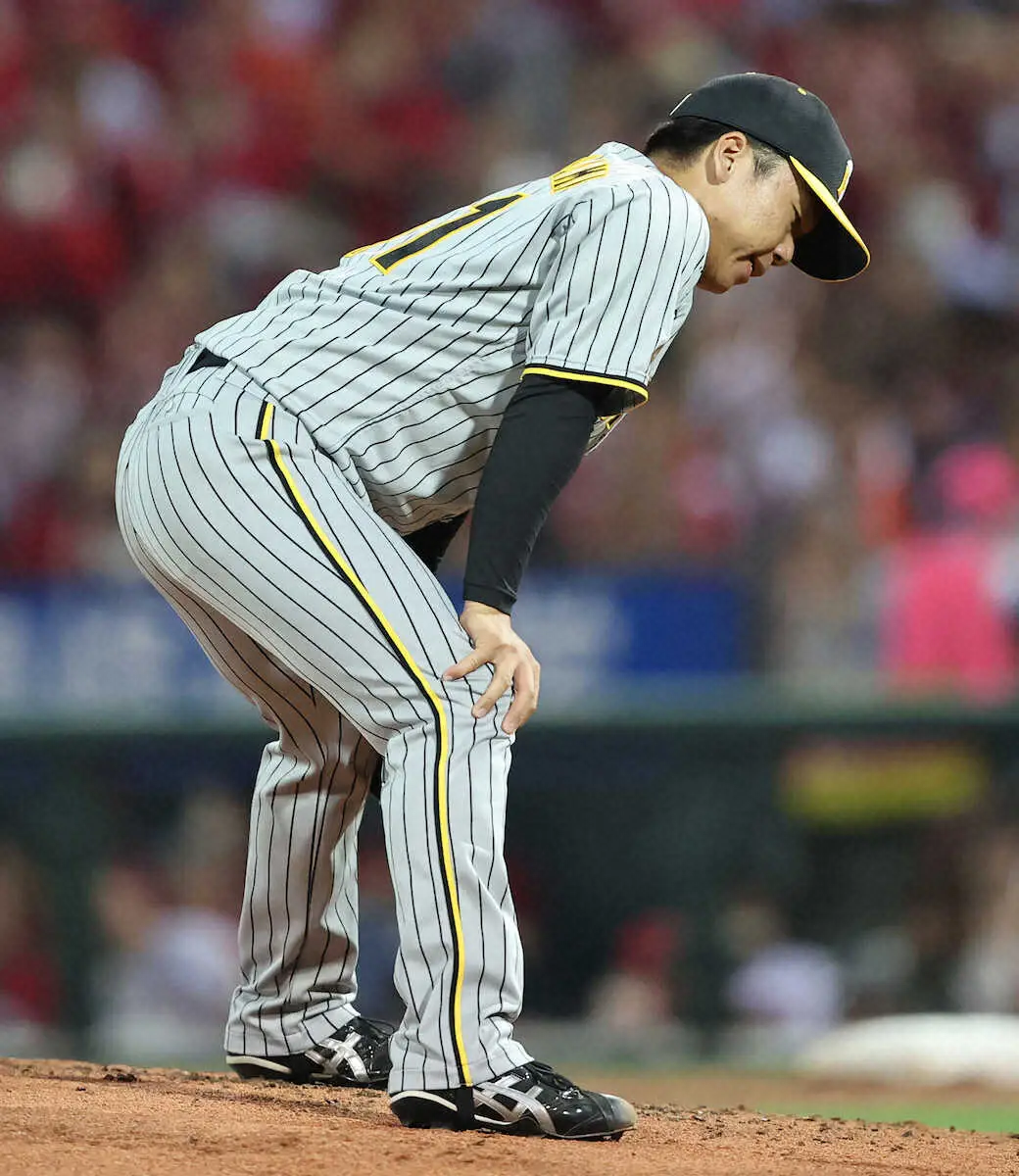 【画像・写真】阪神・村上まさか　今季4試合目広島戦で5回9安打5失点　“キャリア最遅″74キロのスローカーブも…