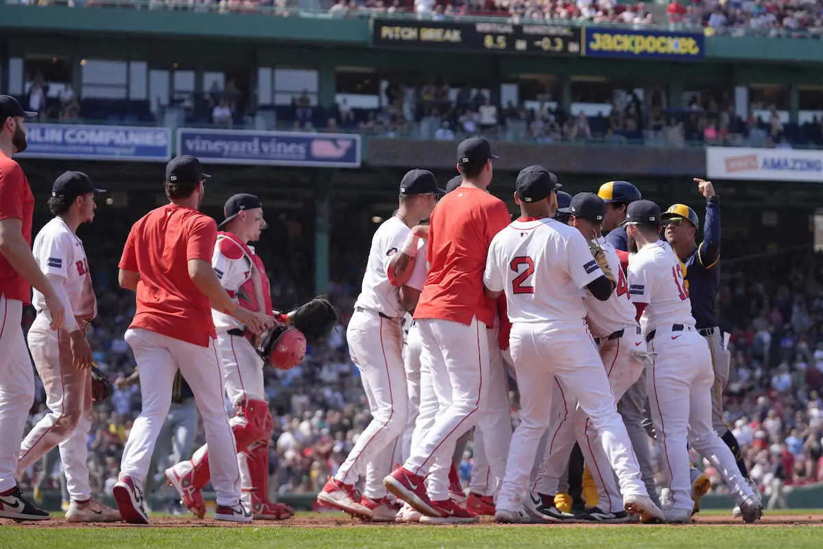 【画像・写真】小言にブチ切れ？元日ハムのRソックス・マーティンがブルワーズ戦であわや乱闘　両軍入り乱れ一触即発