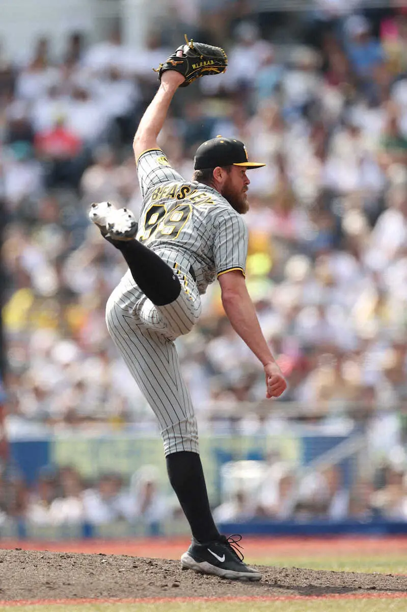 【画像・写真】阪神・ビーズリーが6回3安打1失点で降板　今季初失点喫するも先発の役割果たす