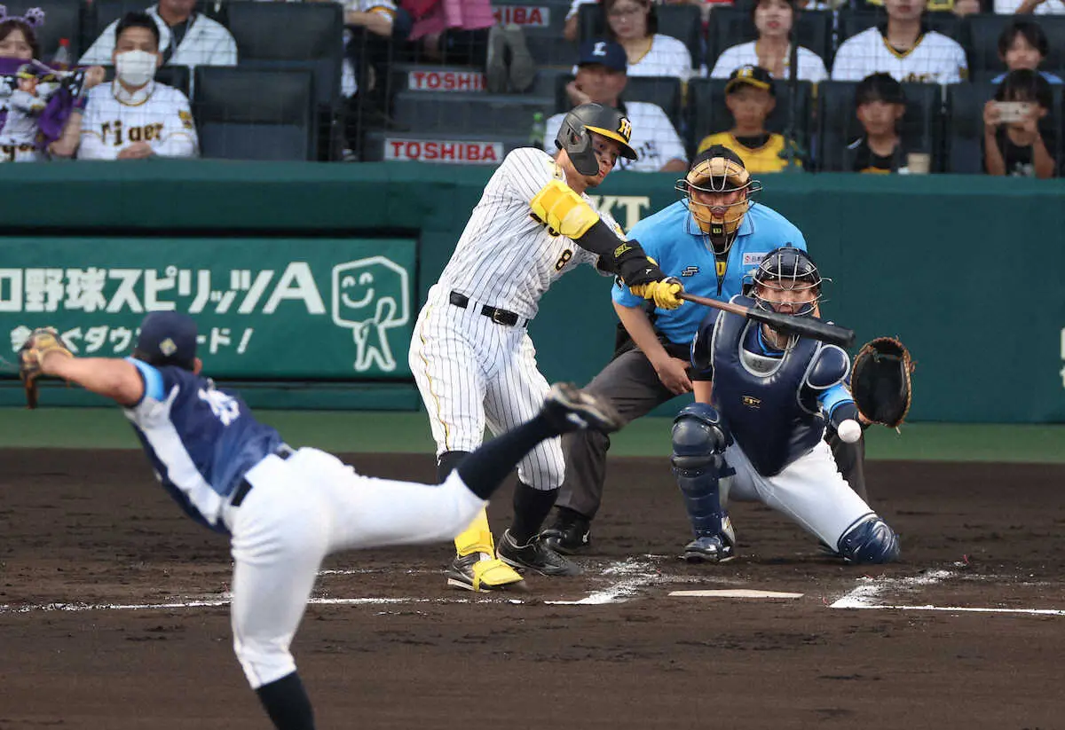 【画像・写真】阪神・佐藤輝が復帰第1打席でいきなり中前打！大歓声の甲子園に帰還告げる一撃
