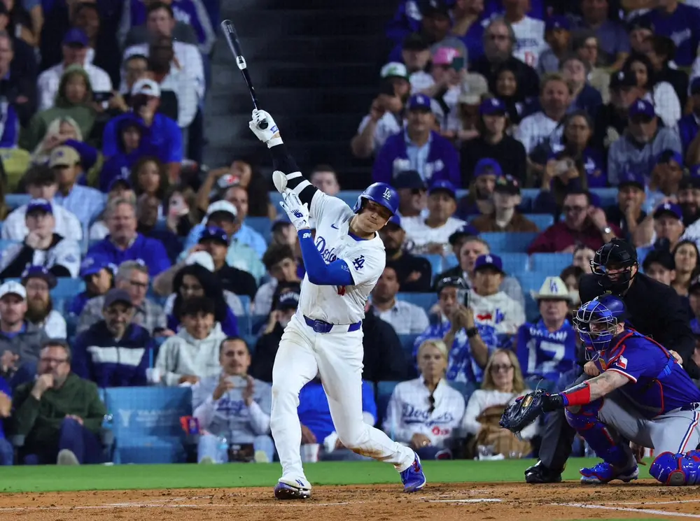 【画像・写真】大谷翔平　第3打席は好機で空振り三振　2打席目までは四球で連続出塁　12連戦初戦は昨季王者と対戦