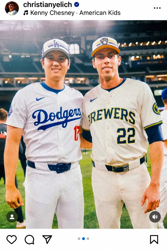 【画像・写真】日系3世・イエリチが首位打者“ライバル”大谷翔平と2ショット　打率・326で自身がナ・リーグトップ