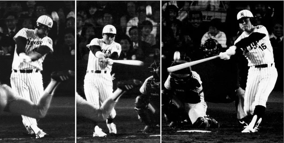 【画像・写真】＜1985年4月17日・阪神―巨人（甲子園）＞バックスクリーン3連発（左から）ランディ・バース、掛布雅之、岡田彰布