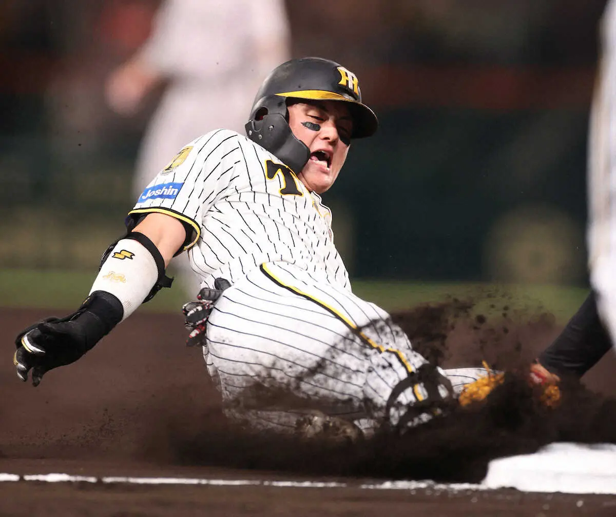 【画像・写真】阪神・前川が先制V二塁打　自己最長7戦連続Hで4戦連続打点「点が入ってくれて良かった」