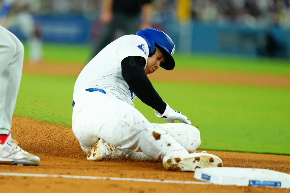 【画像・写真】大谷翔平　第3打席は痛烈188キロ二塁打　その後三盗決めて今季32盗塁　年間45盗塁ペース