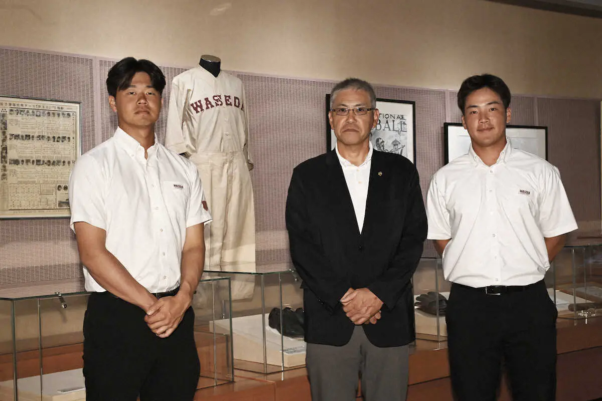 【画像・写真】早大野球部、「ベースボールマガジン」創設者の池田記念美術館を訪問