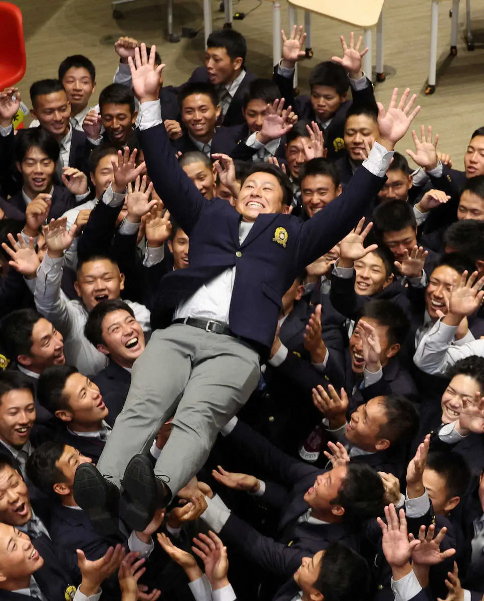 【画像・写真】西武2位指名　大商大・渡部、広陵の同期・宗山に負けん「ライバルみたいな感じでできたら」