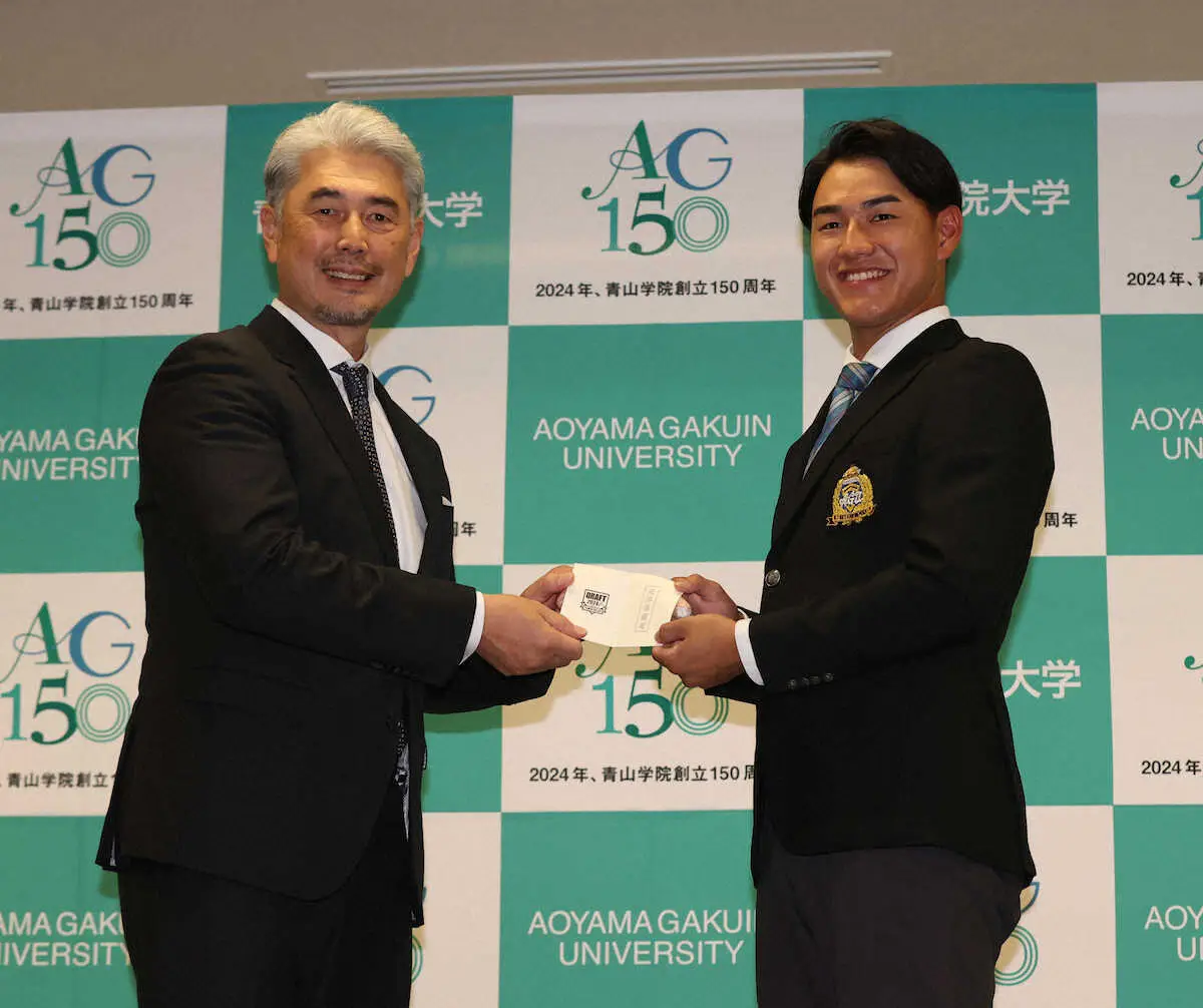 【画像・写真】青学大・西川史礁　競合の末ロッテが交渉権獲得「素直に率直に、うれしい気持ちです」