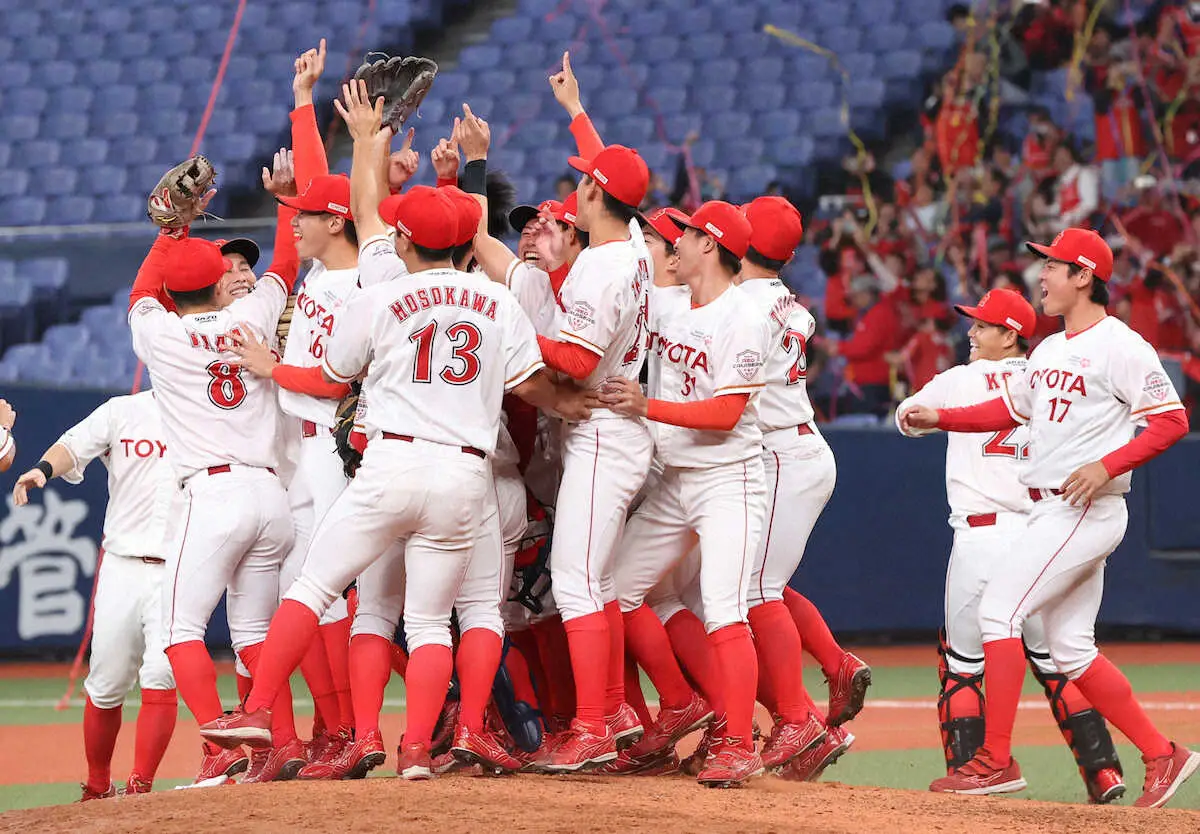 【画像・写真】トヨタ自動車2年ぶりV！住友金属に並ぶ最多7度目　増居が2度目完封勝利で胴上げ投手に