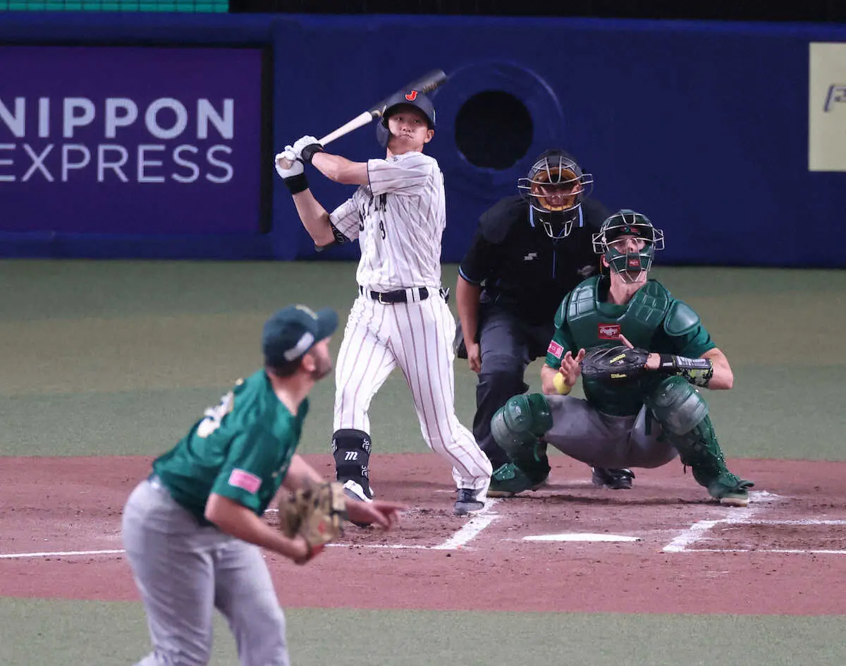 【画像・写真】侍3番・辰己V打　強化試合から好調維持「独特の国際大会の雰囲気で、先制点が取れて良かった」