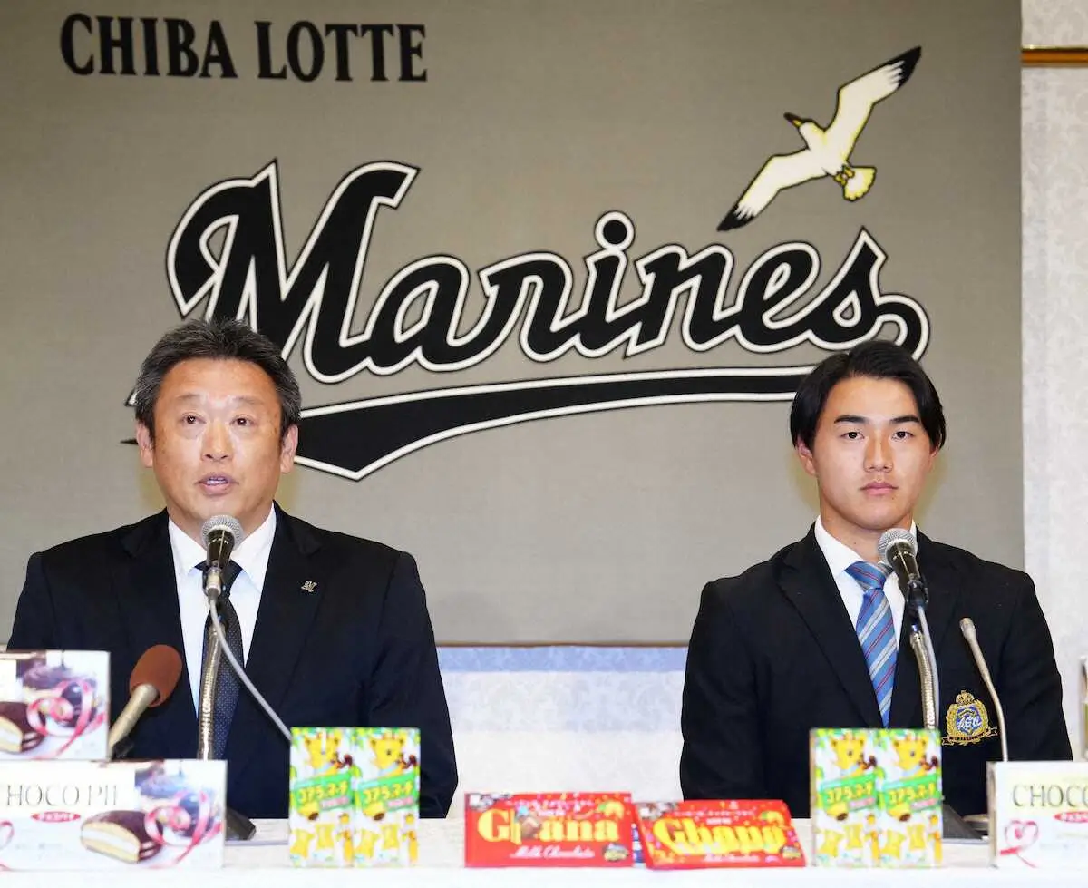 【画像・写真】ロッテ・ドラ1西川史礁　青学大先輩井口氏の背番「6」に決定「日本を代表する4番に」落合氏＆初芝氏も