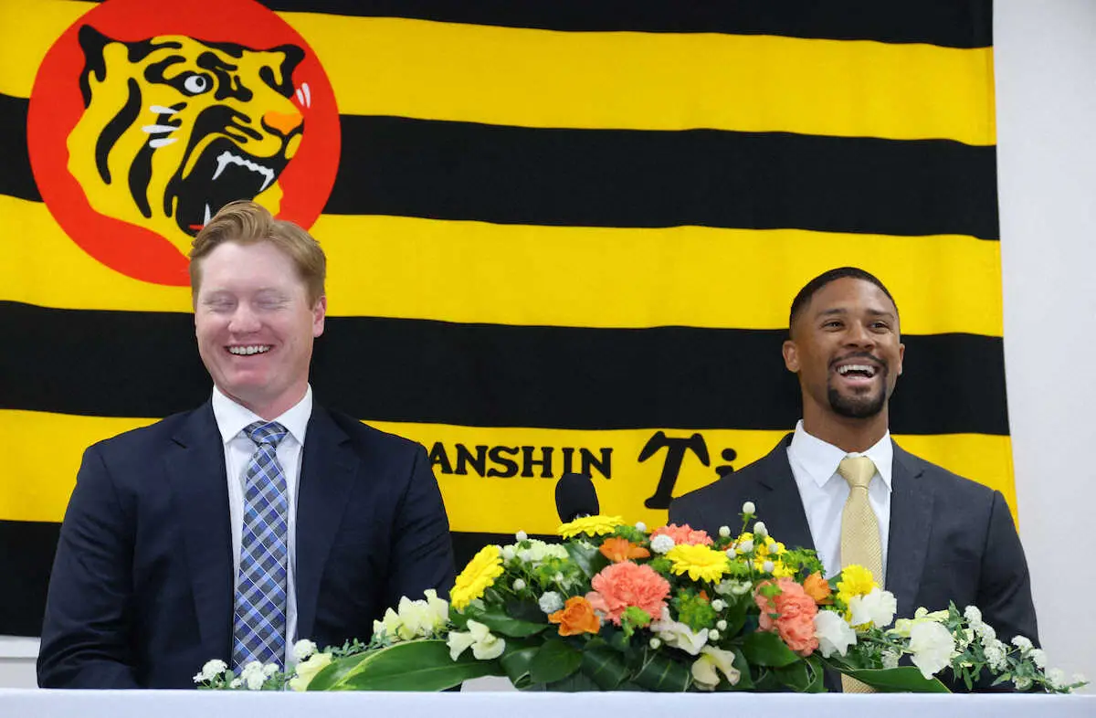 【画像・写真】阪神　W新助っ投のデュプランティエ＆ネルソンが入団会見　虎党へお願い「デュープ」「ネリー」と呼んで