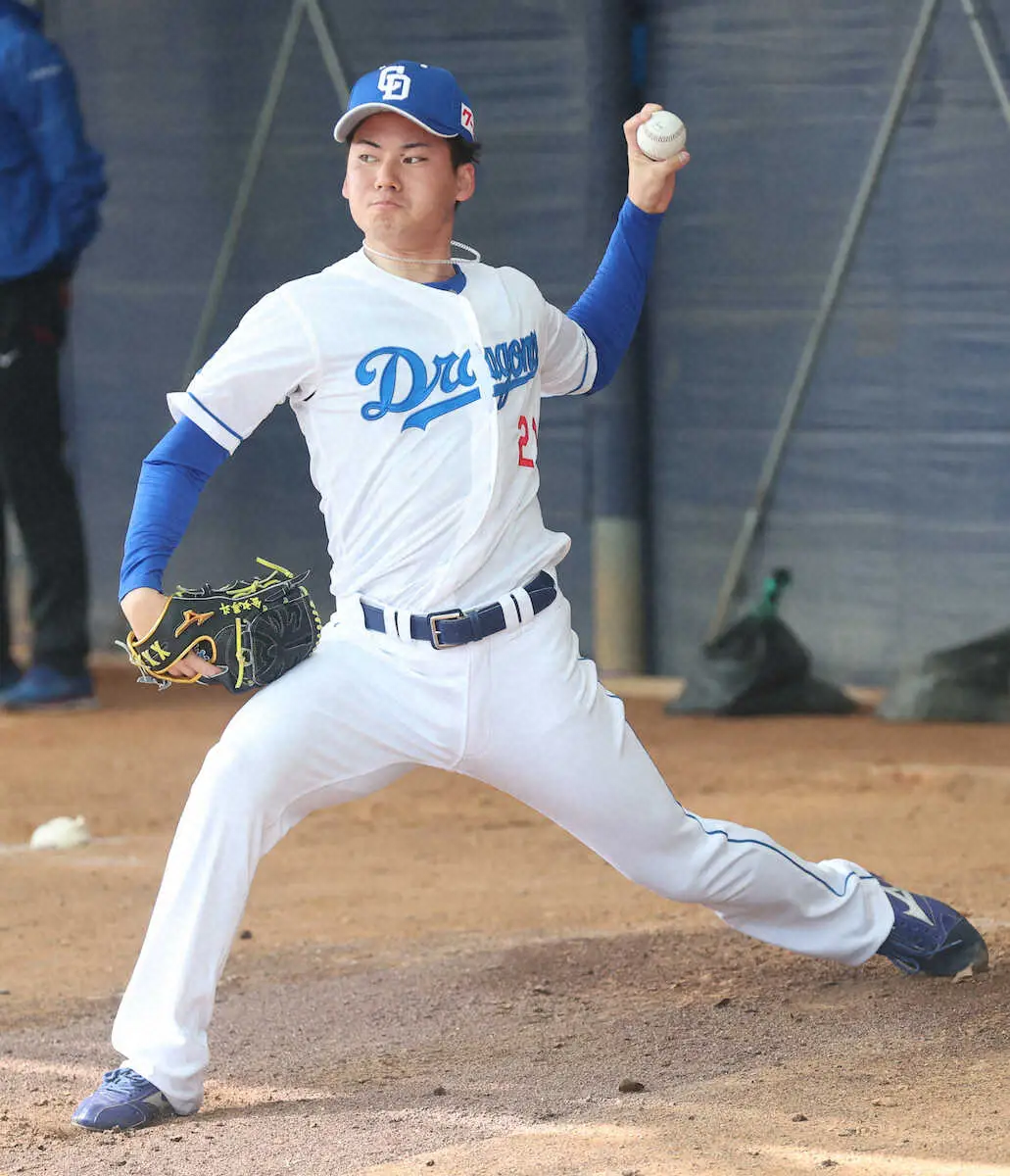 【画像・写真】中日ドラ1金丸がキャンプ2度目のブルペン入り「6、7割くらいで。感覚を感じながら」