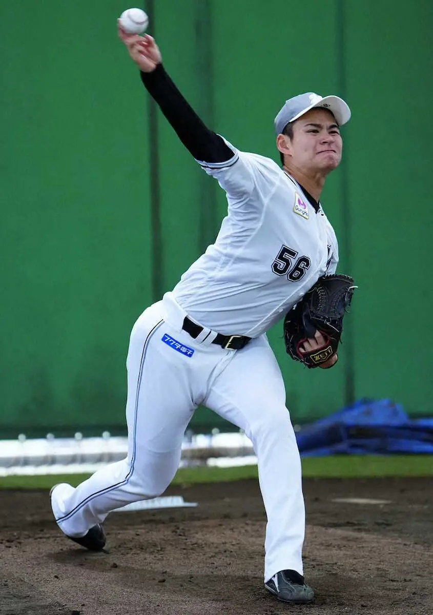 【画像・写真】ロッテ中森、紅白戦へ準備完了　新スライダー練習中も「基本真っすぐで」