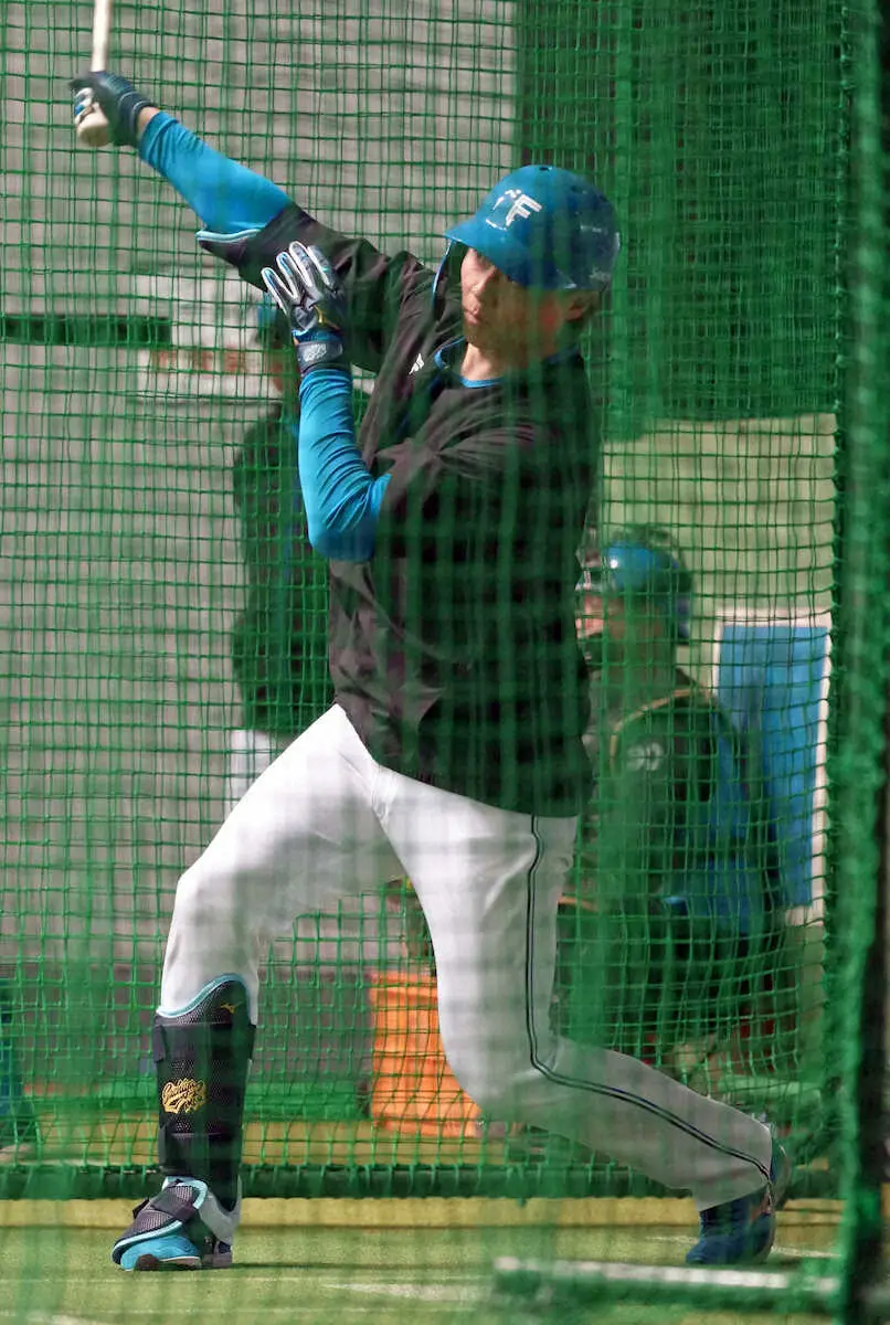 【画像・写真】日本ハム・山崎がキャンプ3度目の打撃練習　新庄監督がDH起用構想練る右腕「振る強さは出ているのかな」