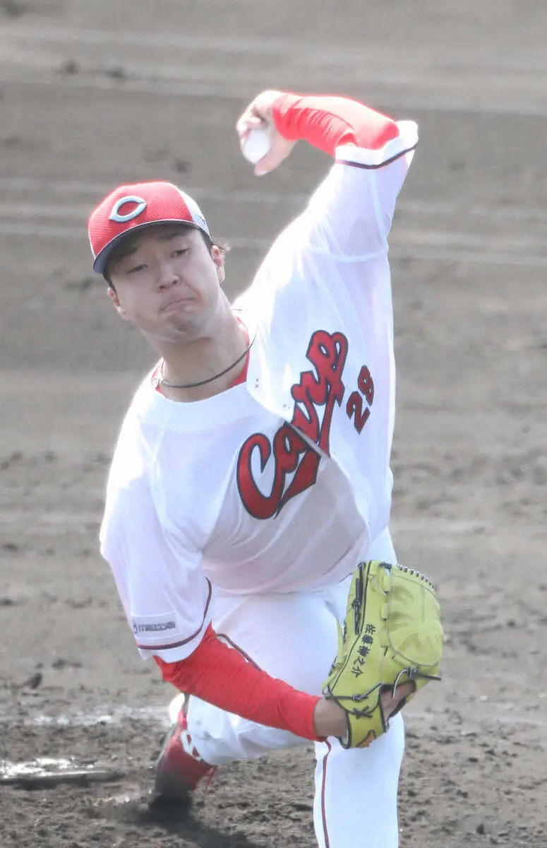 【画像・写真】広島ドラ2佐藤柳　シート打撃登板で主力打者ら9人に被安打1「より実戦的な練習ができた」