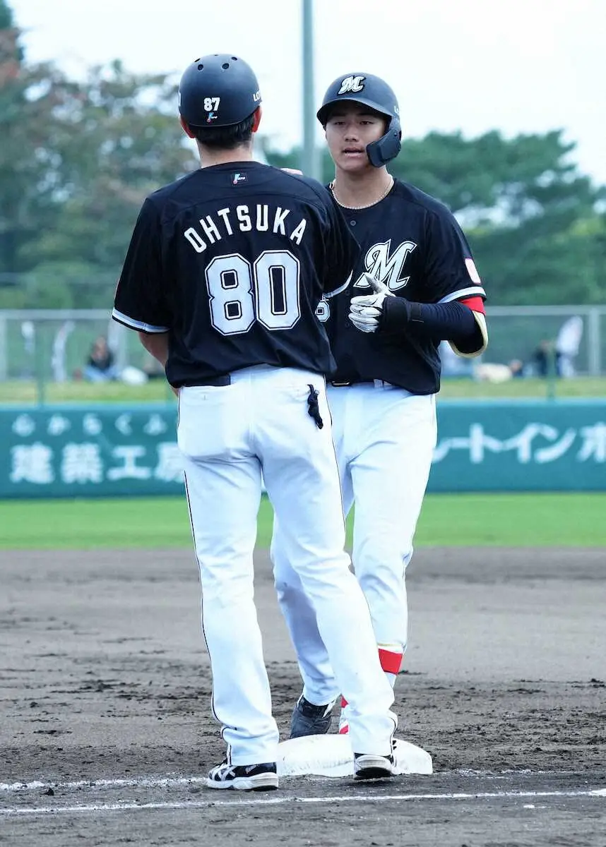 【画像・写真】ロッテ　ドラ1ルーキー西川　対外試合で初安打＆初打点　ドラ6・立松は適時三塁打
