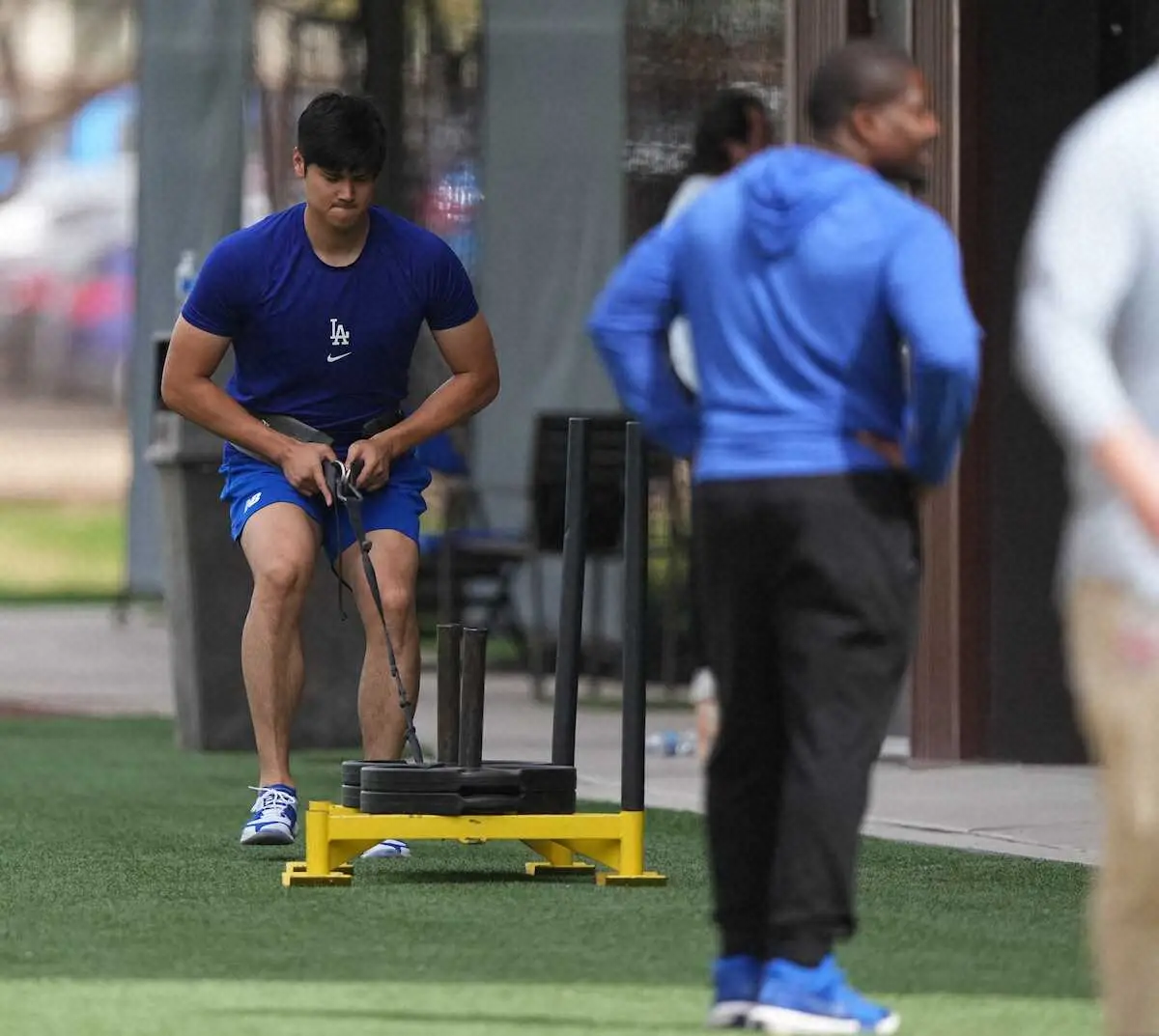 【画像・写真】トレーニングする大谷（撮影・沢田　明徳）