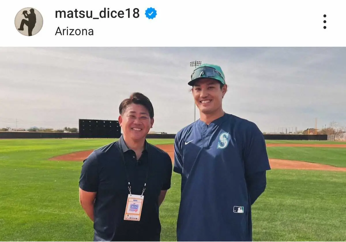 【画像・写真】松坂大輔氏　アリゾナのマリナーズキャンプを訪問　イチロー氏、藤浪らを取材　イチロー氏との会話は…