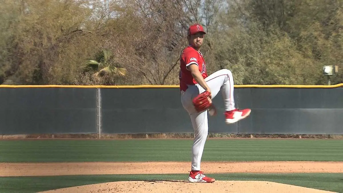 【画像・写真】エンゼルス・菊池雄星　ライブBP初登板　打者6人と計9打席対戦で安打性の当たり許さず