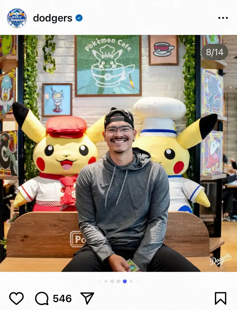 【画像・写真】ピカピカ！ドジャース左腕バンダ「夢が叶った」大好きなポケモン本社を訪問　人気キャラと記念撮影で笑顔