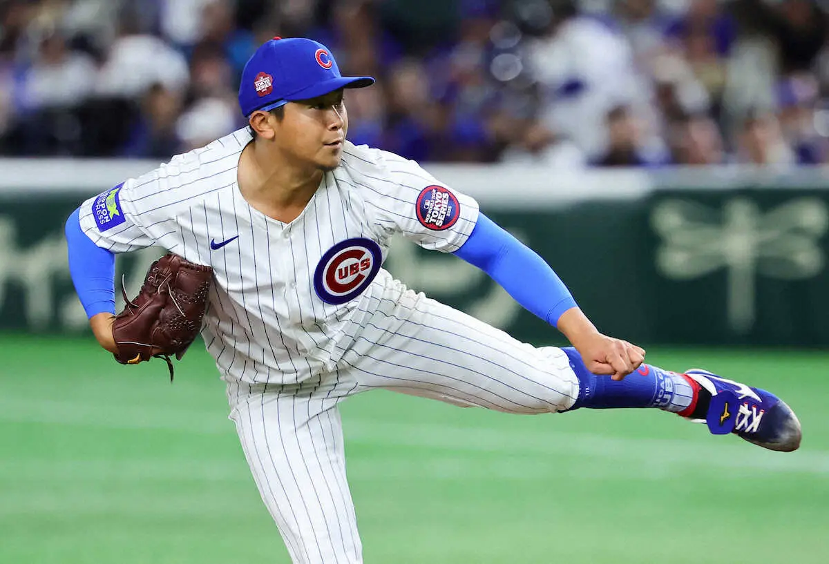 【画像・写真】＜カブス・ドジャース＞力投する今永（撮影・光山　貴大）