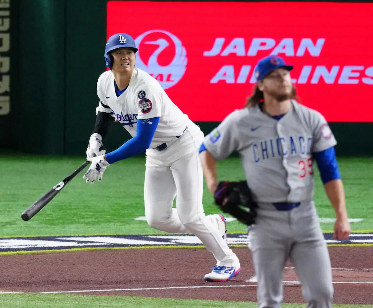 【画像・写真】大谷翔平　第1打席は左飛　こすってもフェンス手前の大飛球に球場騒然　前日は「珍しく緊張」も2安打