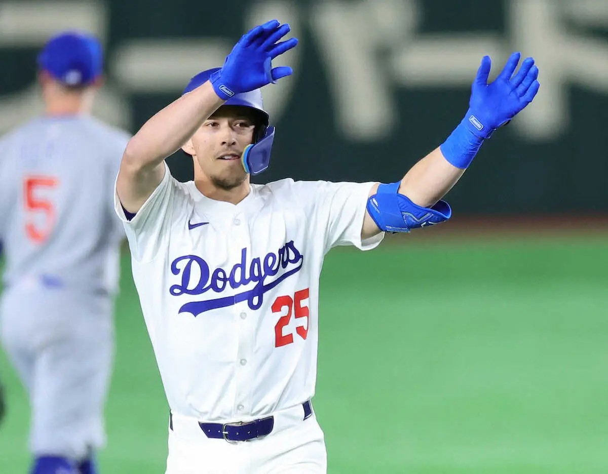 【画像・写真】エドマンが早くも今季2号！ドジャース2回に先制でファン大興奮　日本開幕Sでは“MLB25年第1号”