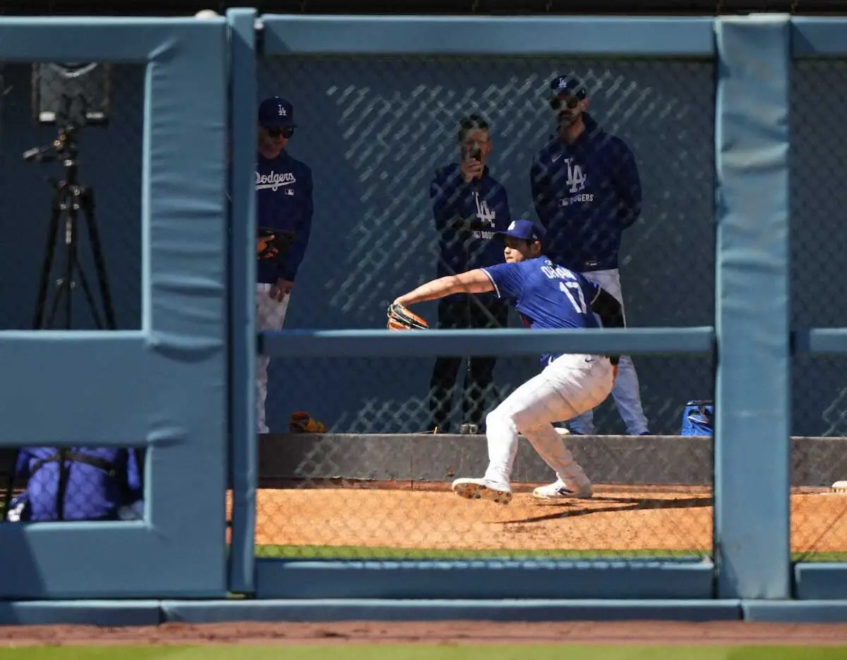 【画像・写真】大谷翔平　4日ぶりブルペン投球で15球　山本由伸、佐々木朗希とともに日本3投手初の同日ブルペン