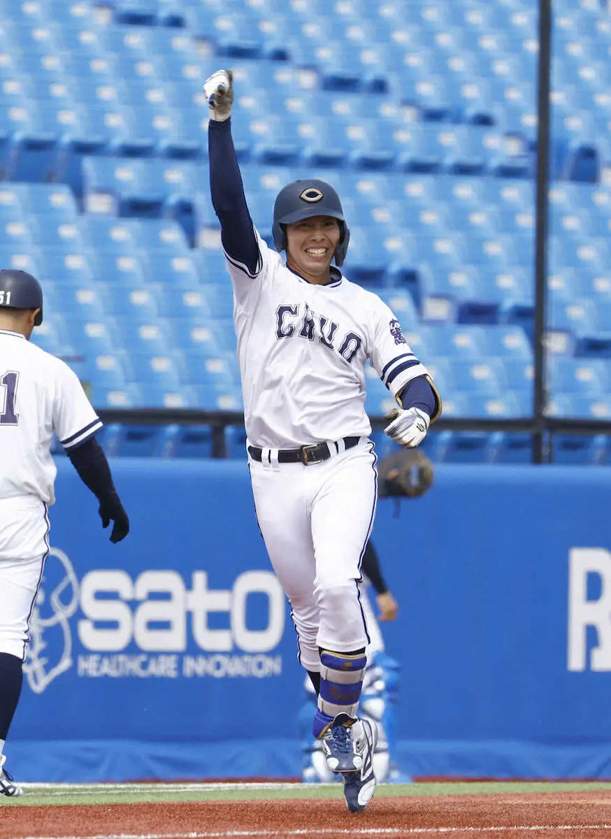 【画像・写真】中大・伊藤櫂人が決勝2ラン「初球から攻める気持ちだった」