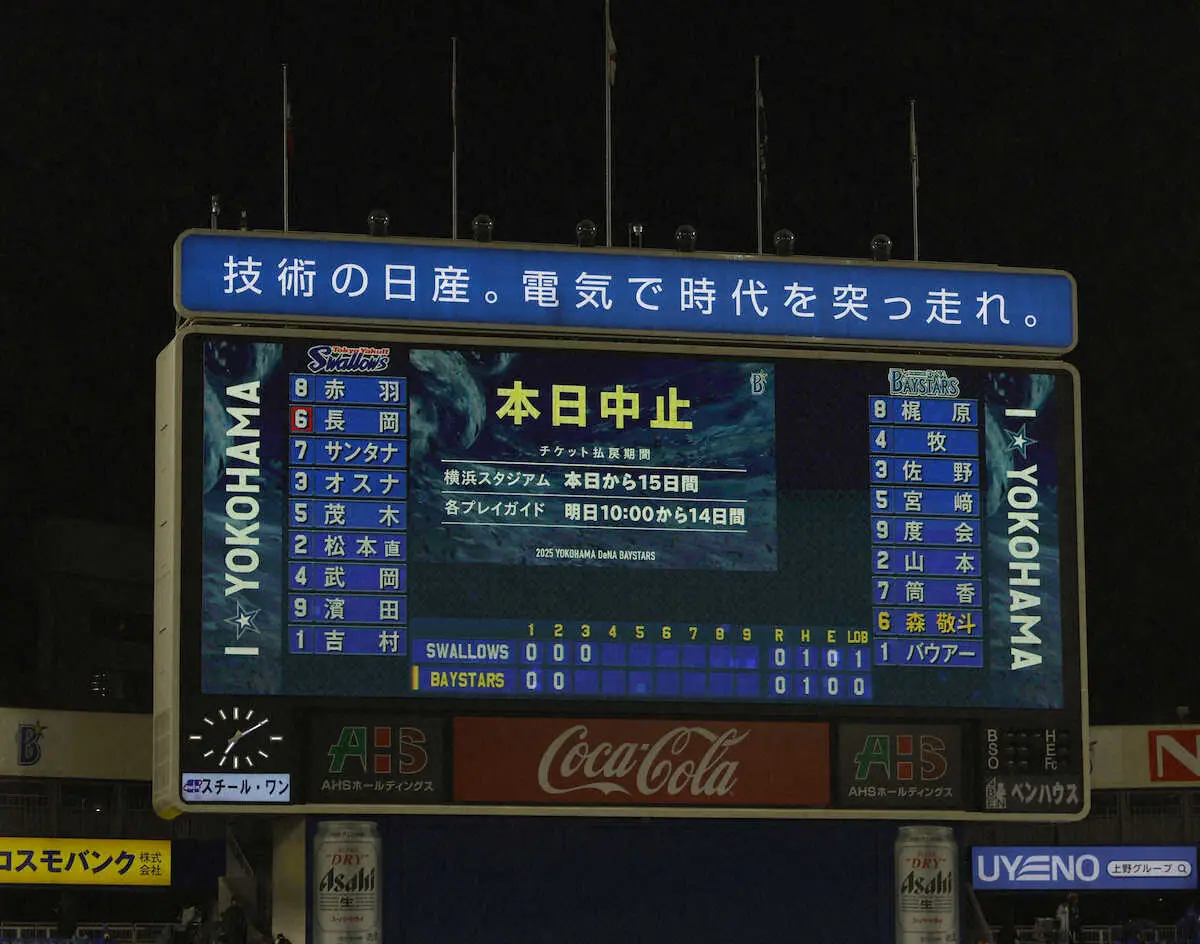 【画像・写真】珍事！ヤクルトが2日連続で降雨ノーゲーム　35分間中断も再開されず　前日阪神戦に続き