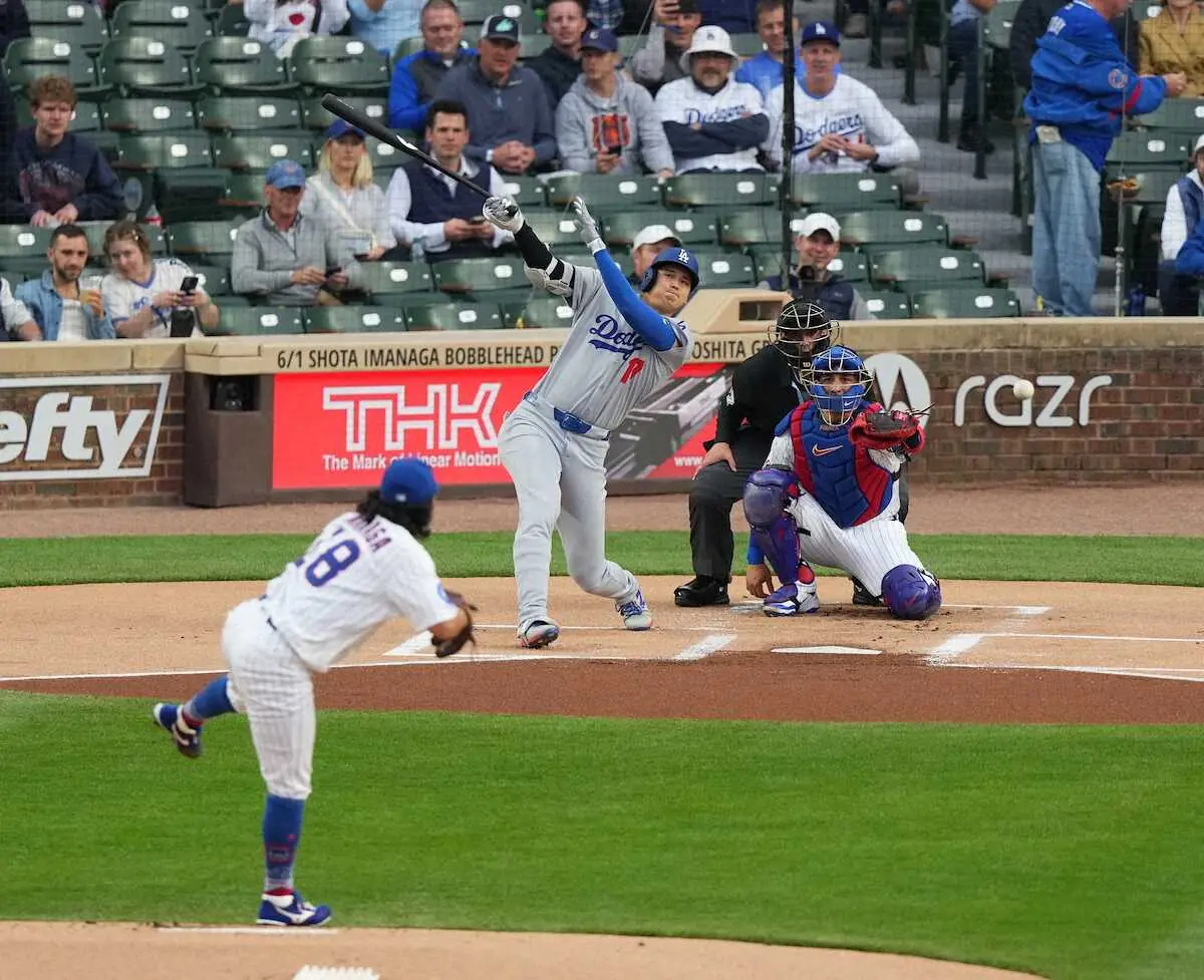 【画像・写真】大谷翔平　第1打席は今永昇太から三ゴロ失策で出塁　エドマン先制3ラン演出　父親リストから復帰2戦目