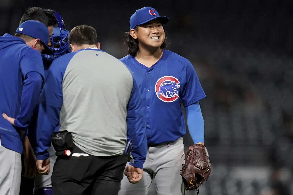 【画像・写真】6回、マウンド上で顔をしかめるカブス・今永（AP）