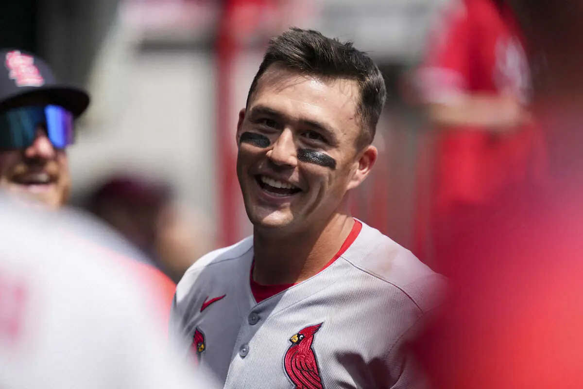 【画像・写真】カージナルス・ヌートバー快挙　1戦目3者連続弾！2戦目には4月終了までに通算11度目の初回先頭四球