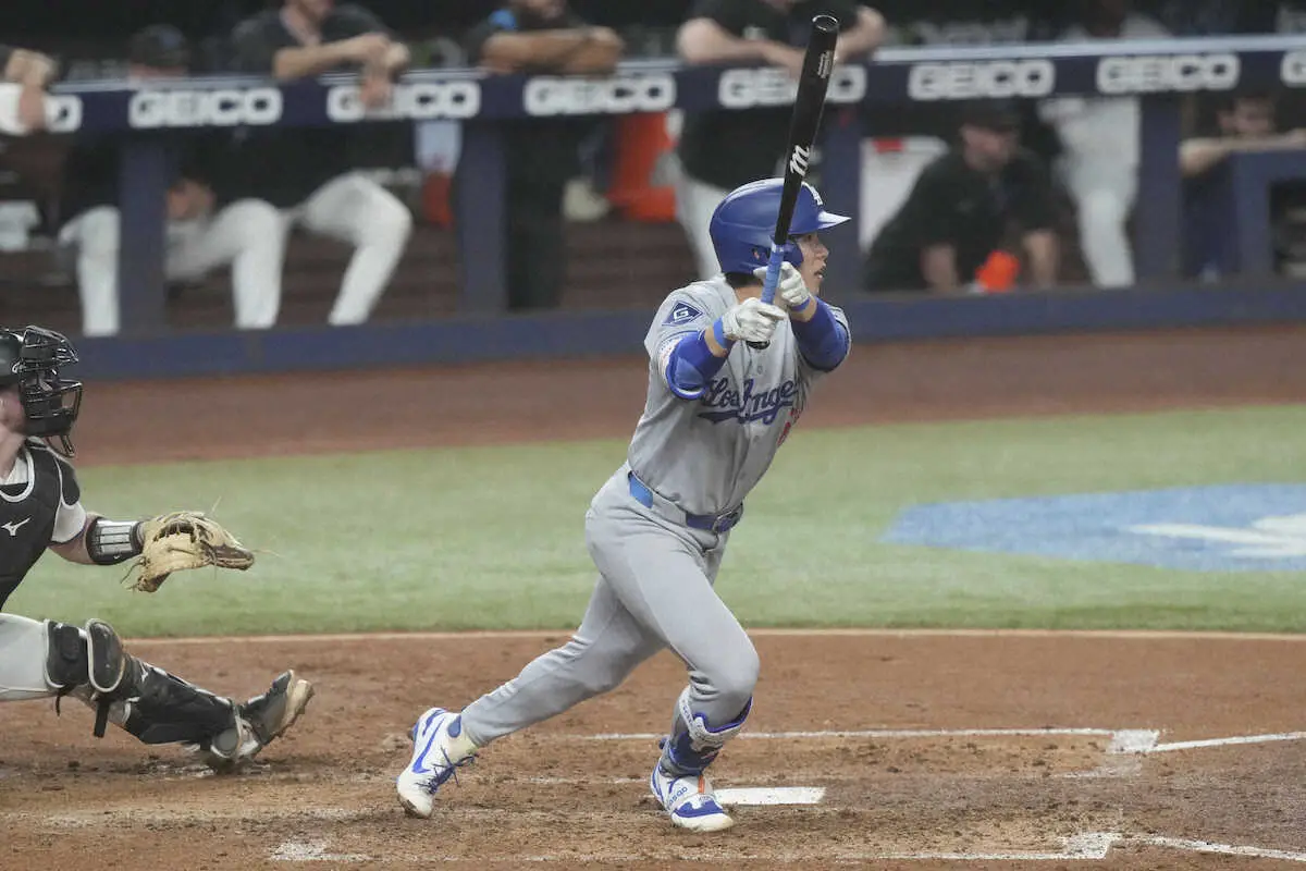 【画像・写真】「絶対に空を飛べる」大谷の二塁打で生還キム・ヘソンの俊足ぶりに米驚き　けん制死ミス挽回