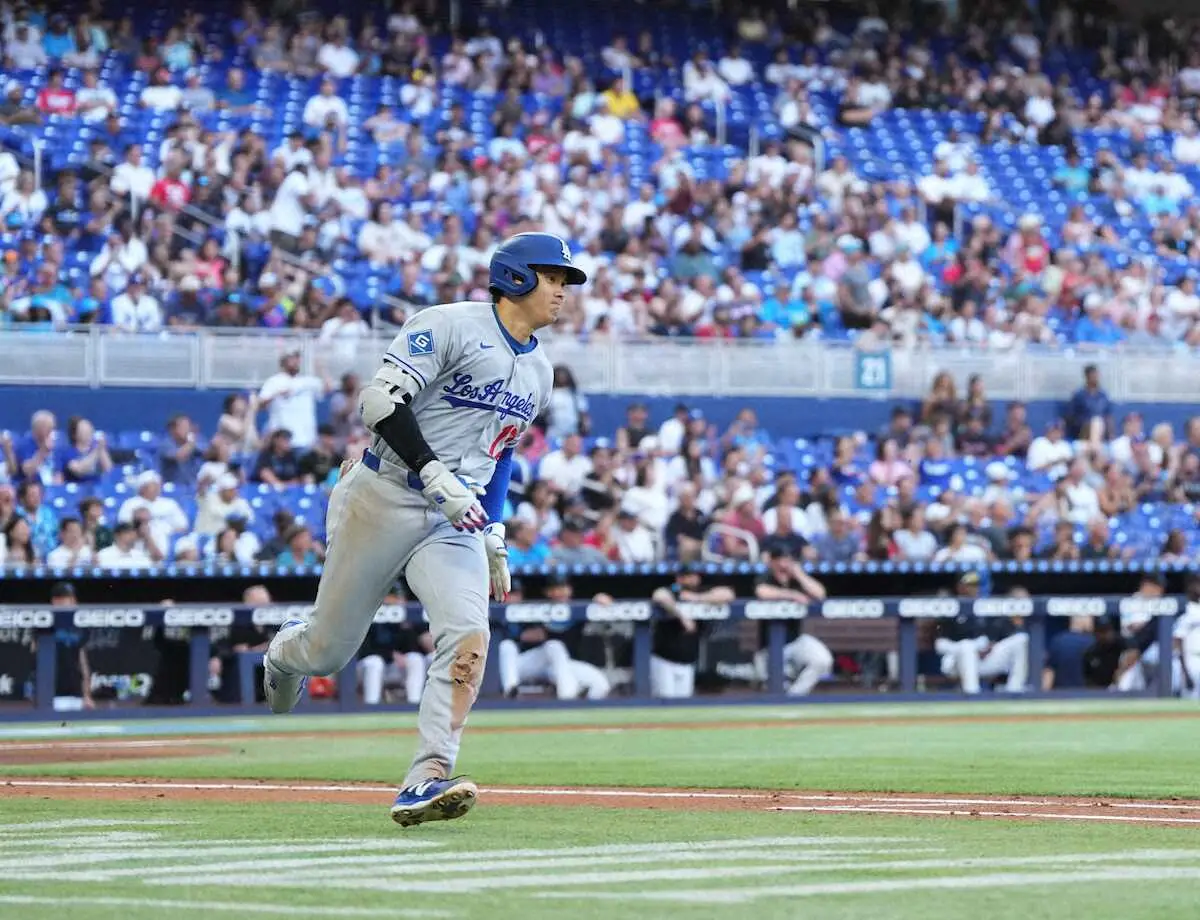 【画像・写真】大谷翔平　第3打席で三塁打放ち今季最長タイ5戦連続安打　MLB最多タイ4三塁打　フリーマン先制打演出
