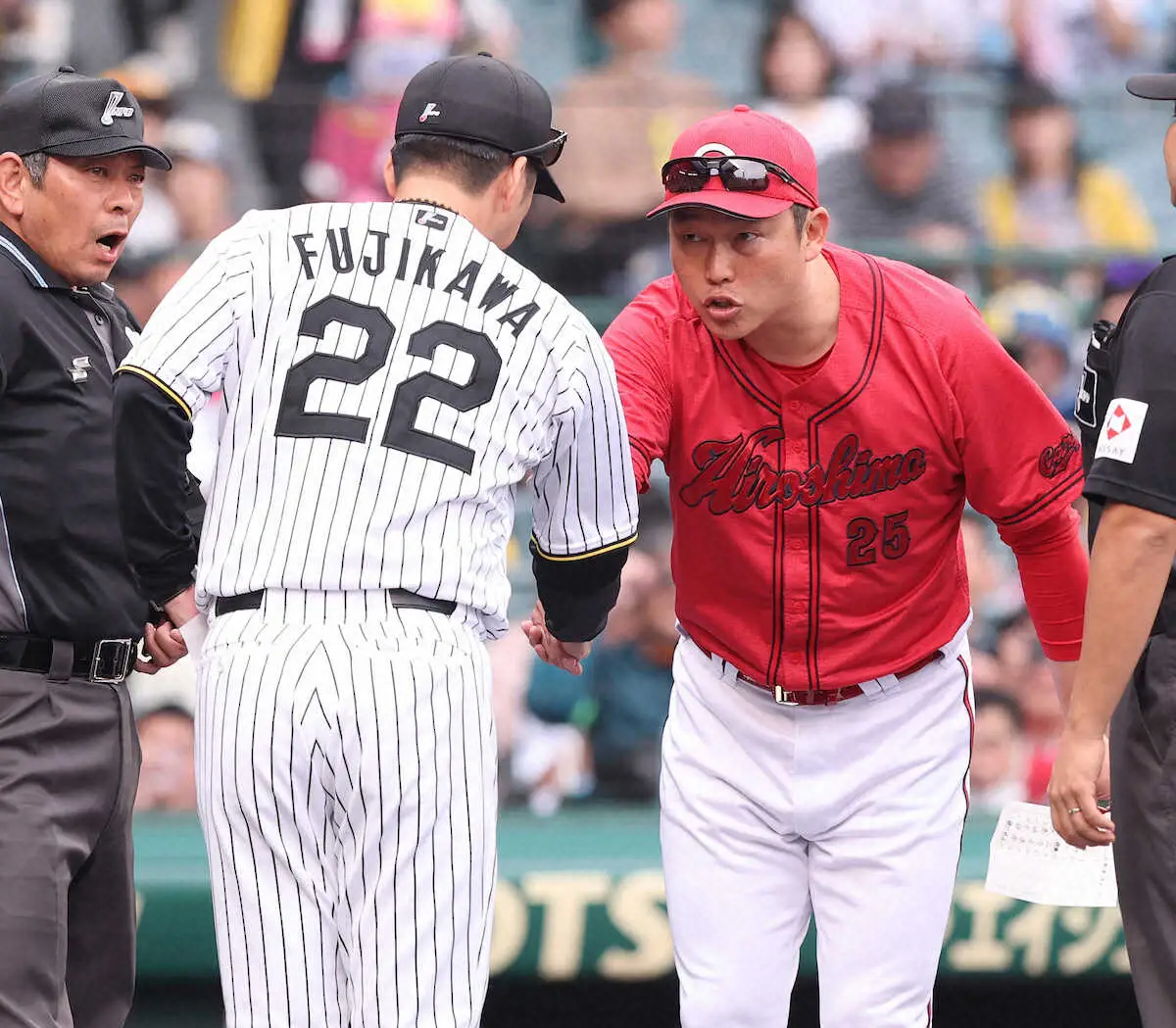 【画像・写真】広島・新井監督、阪神・藤川監督と“遺恨”解消!?　両監督が目を合わせてあいさつ交わす　　